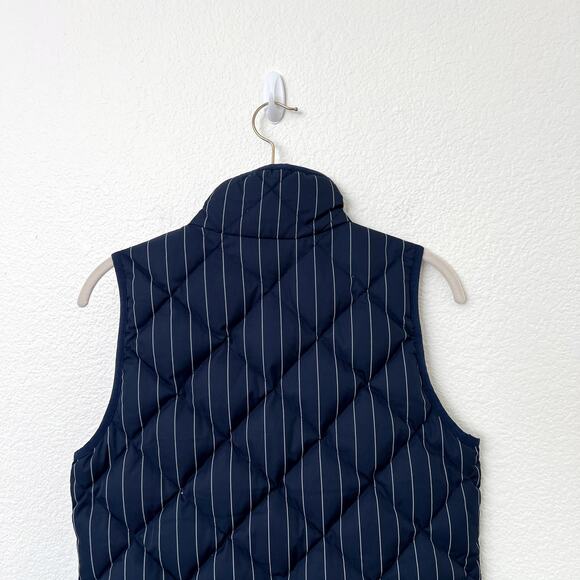 [J. Crew] Navy Blue Excursion Vest Striped Quilted Down Filled Puffer Vest Sz XS - Picture 6 of 10